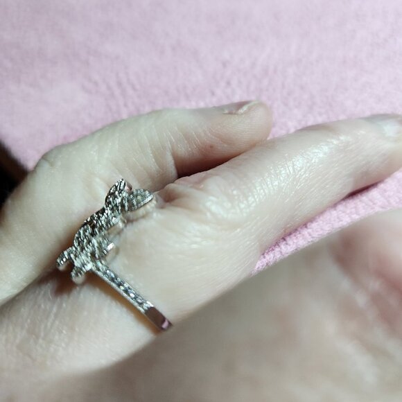 JTV White Cubic Zirconia 925 Silver Butterfly Ring - Picture 5 of 10